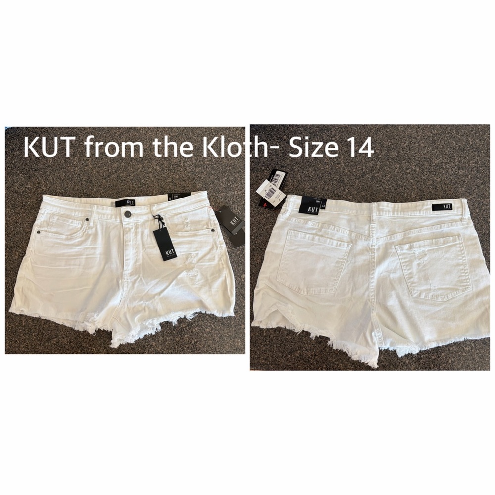 Kut from the Kloth Frayed Hem White Shorts